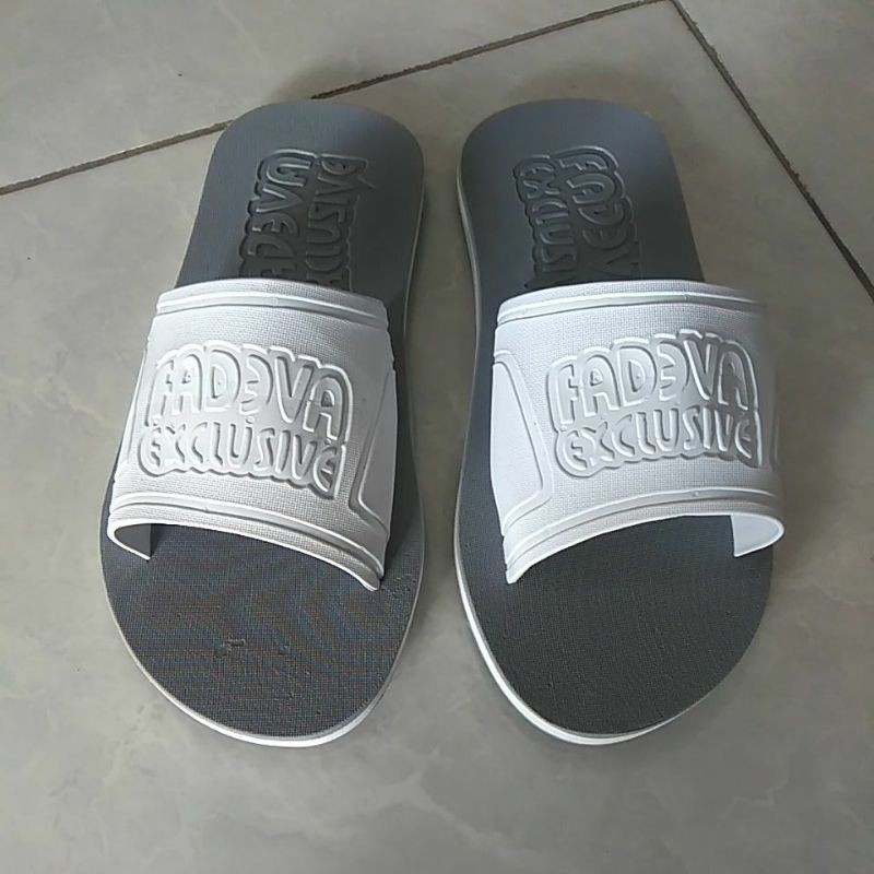 sandal slop ringan fadeva exclusive abu abu putih-2