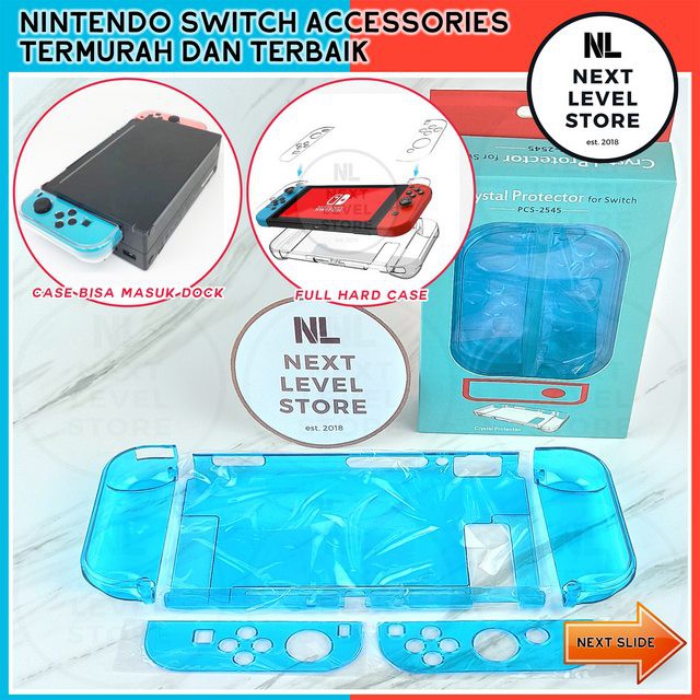 Full Hard Case Clear Nintendo Switch Protection Transparant - Blue