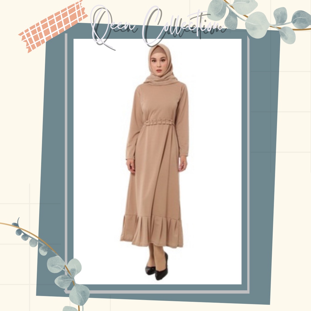 Baju Gamis Wanita Berly Plit Dress Khaki Muslim