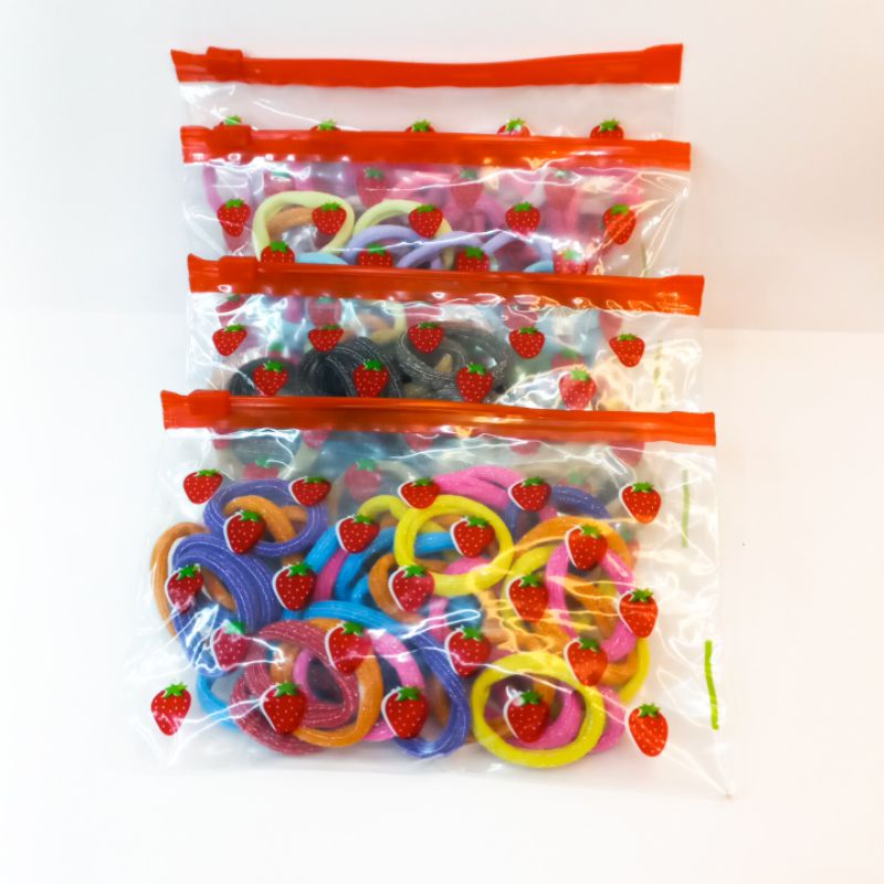 Ikat Rambut Ring Elastis Gliter Donat Isi 45Pcs