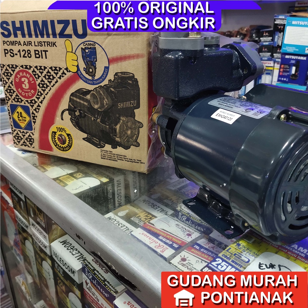 Pompa Air Shimizu PS 128 BIT EXTRA POWER 100 % GULUNGAN KAWAT MOTOR TEMBAGA