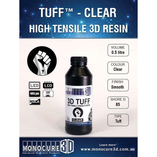 Original Monocure TUFF Tough 3D Printer Resin from Australia