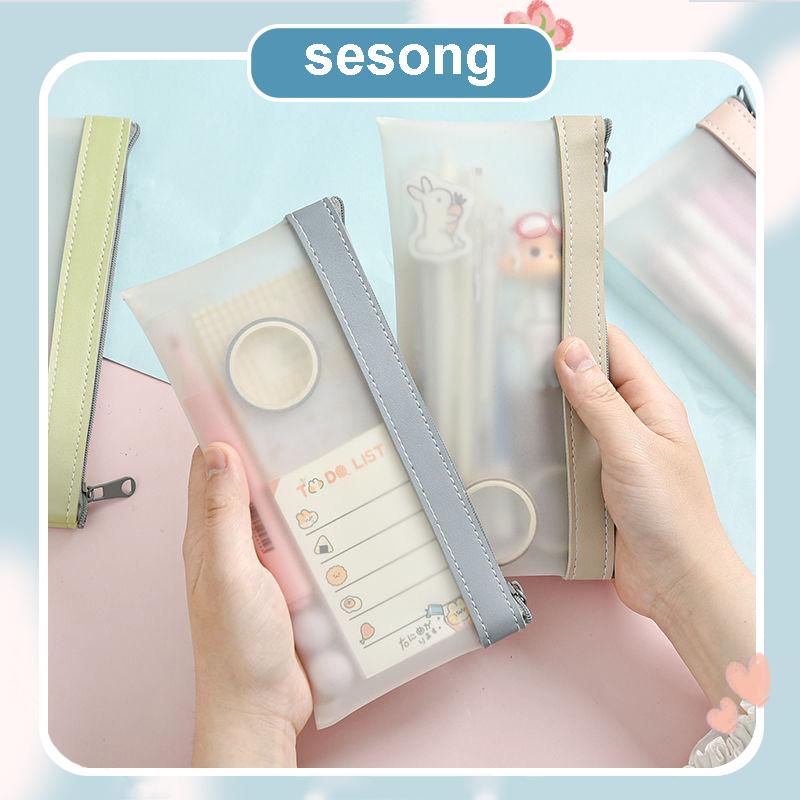 

Mini Pouch Transparant Travel Make up HP Lucu Mudah Dibawa kotak alat tulis- Warna Warni school pouch SS