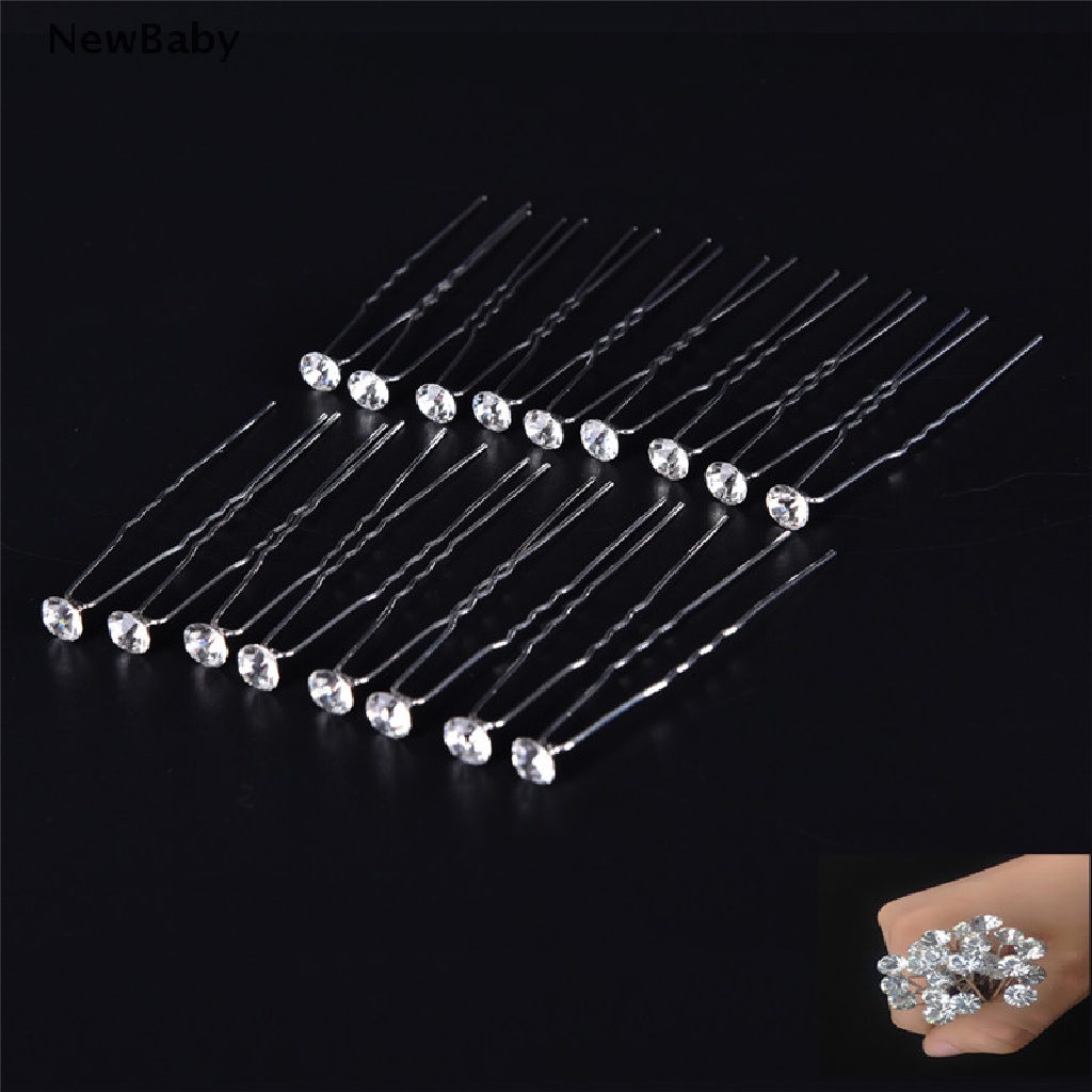 NewBaby 20PCS Clear Crystal Rhinestone Diamante Wedding Bridal Prom Hair Pins Hairpin ID