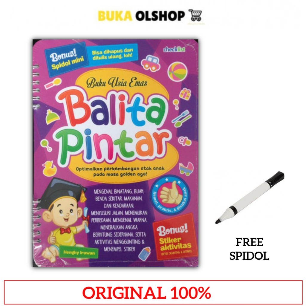

Free Spidol Buku Usia Emas Balita Pintar Buku Tulis Hapus
