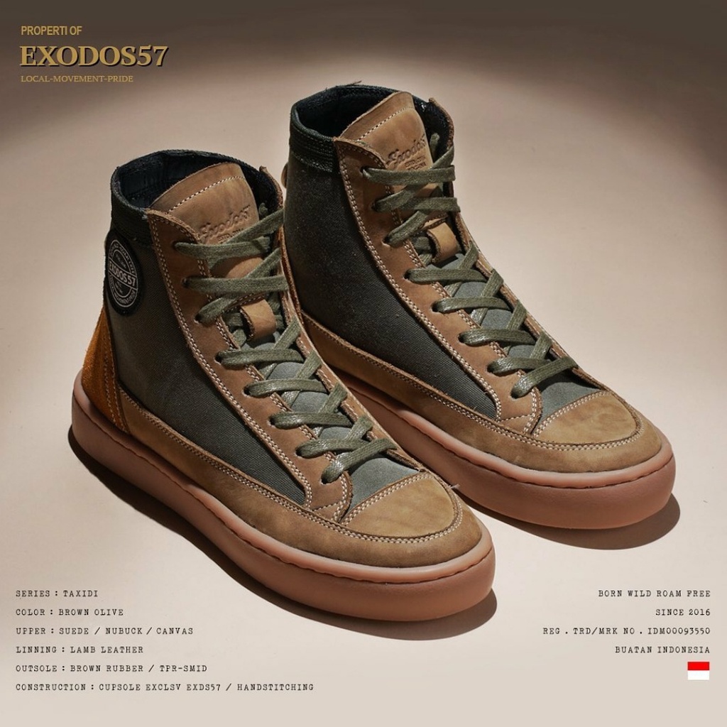 Sepatu Sneaker Kulit Pria Exodos57 - Taxidi - Brown