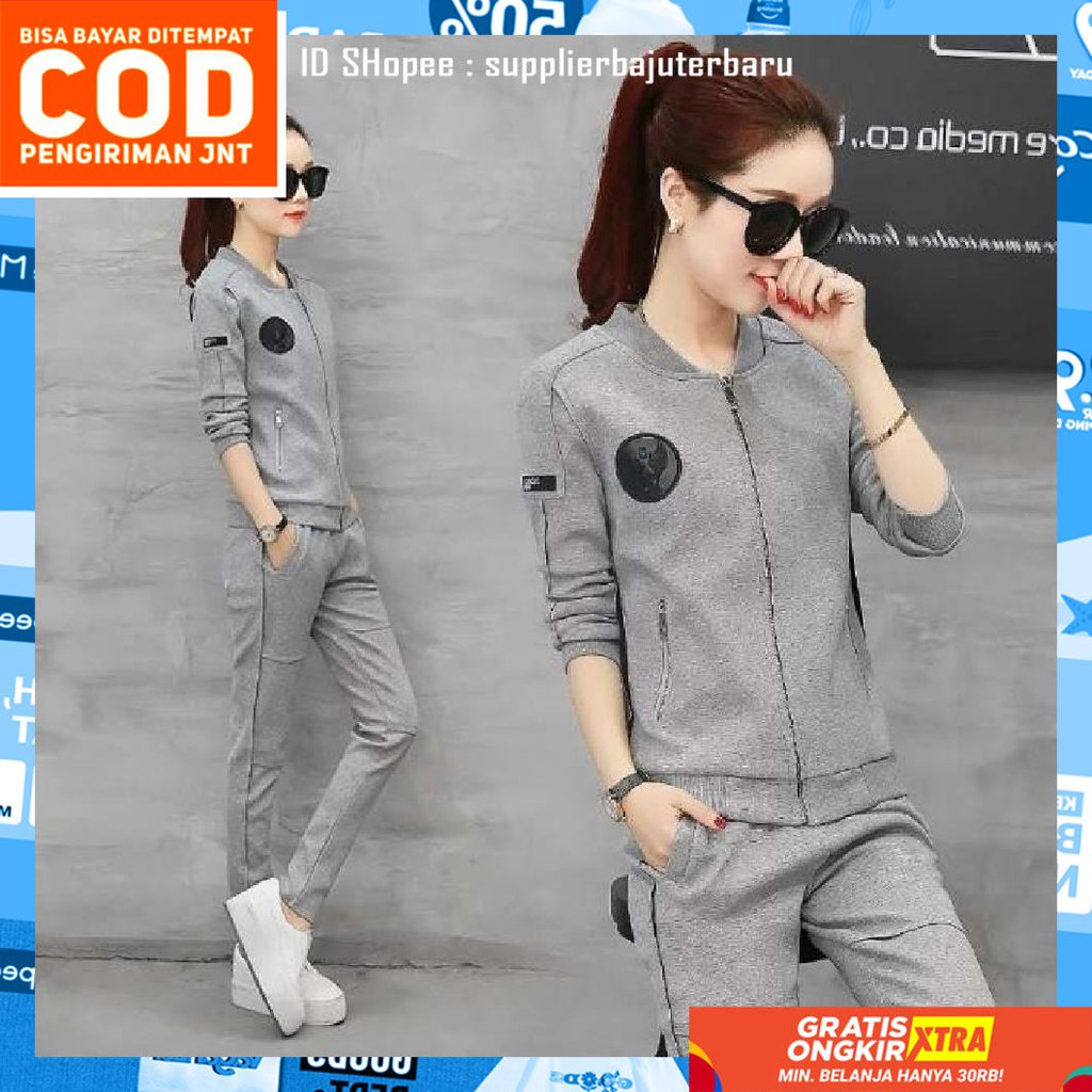 SETELAN SENAM OLAHRAGA AEROBIK SET SENAM ZUMBA ROK PINK ABU ROK SET SENAM MUSLIM HIJAB I.108060729.7