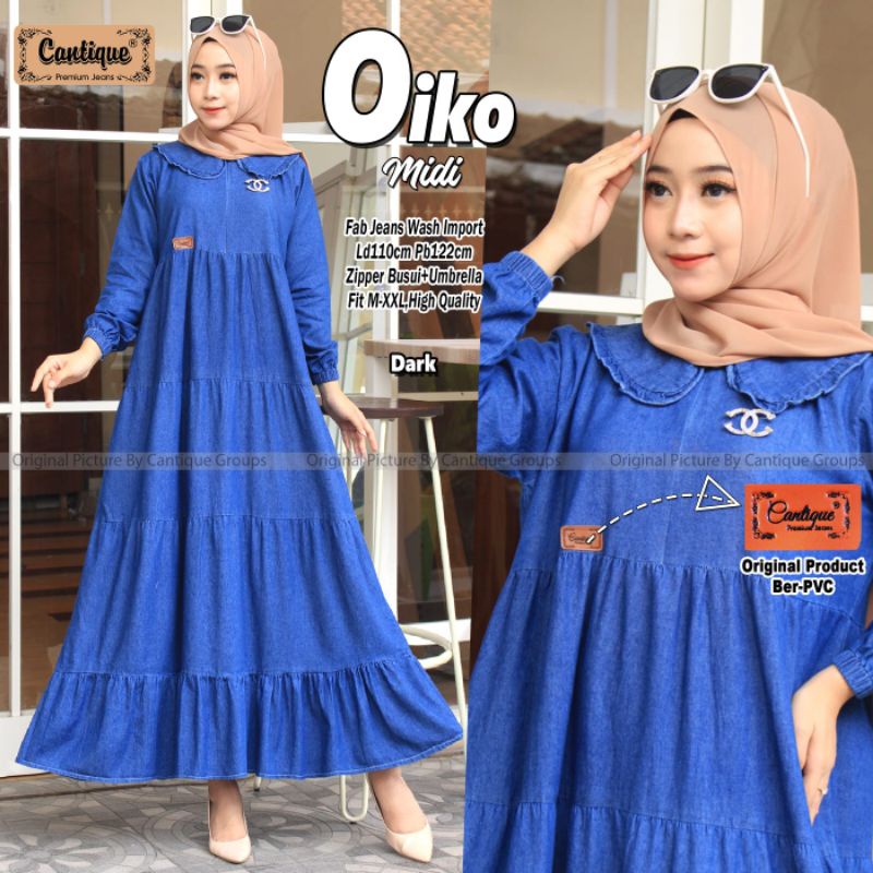 OIKO MIDI BY CANTIQUE (MIDI DRESS JEANS) Dress jeans muslimah rekomeded