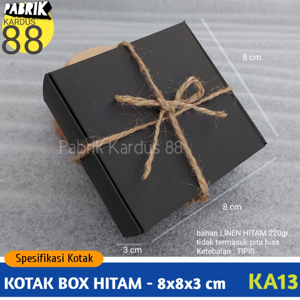 

ISI 36 BIJI kotak kado murah hitam 8x8 ka13 | kardus box dus souvenir aksesoris