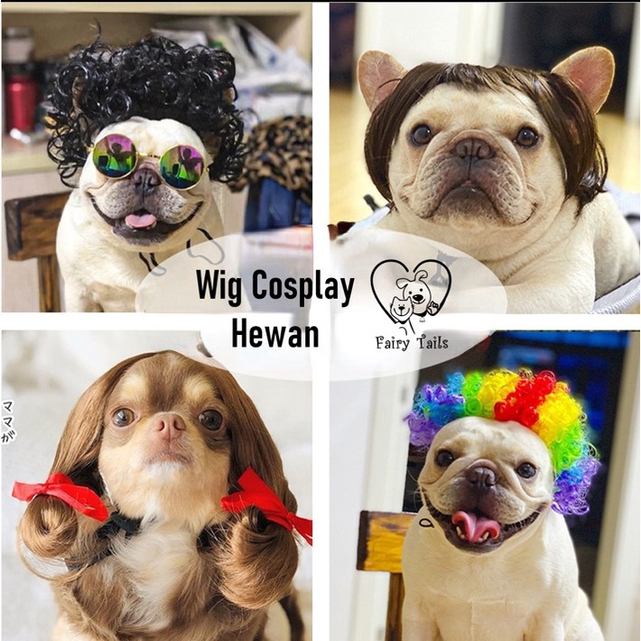 Wig Hewan Anjing Kucing/Cosplay Hewan Anjing Kucing/Aksesoris Rambut untuk Halloween Anjing Kucing/Pets Wigs