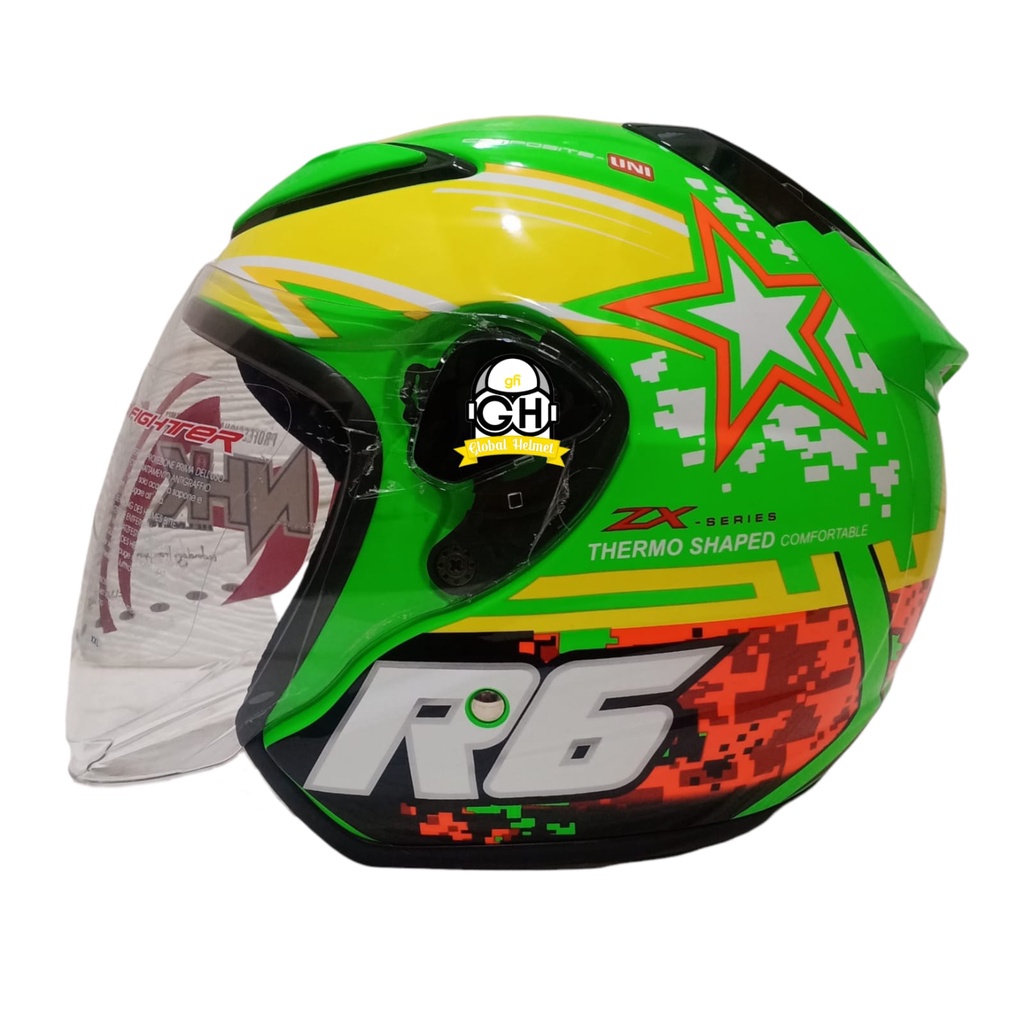 HELM NHK R6 PIXEL GREEN FLUO HALF FACE