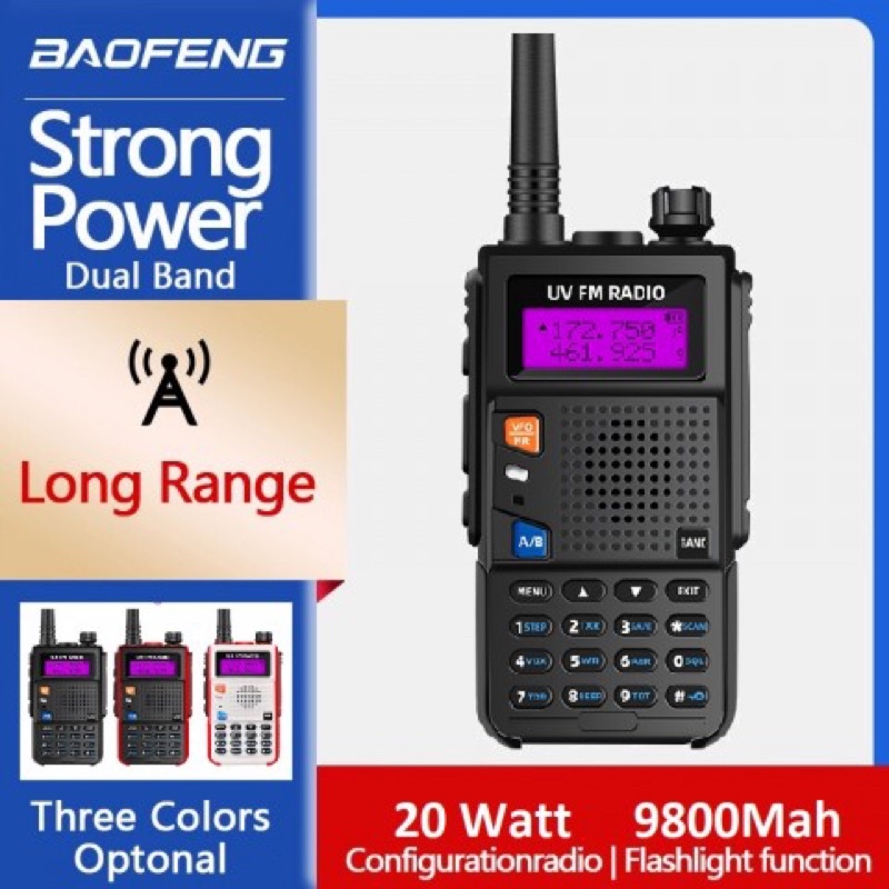 HT BF X5 PLUS Walkie Talkie UHF VHF 9800 mAh 20W Waterproof IP68