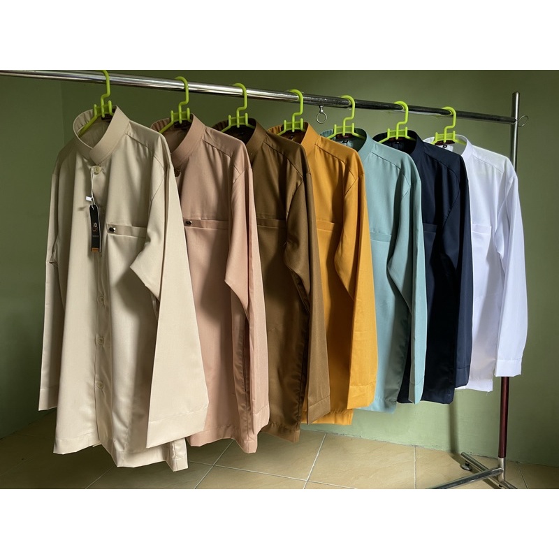 Terlaris Bin Hasyim Baju Koko Safari Baju Koko Polos Saku Samping Kerah Sanghai