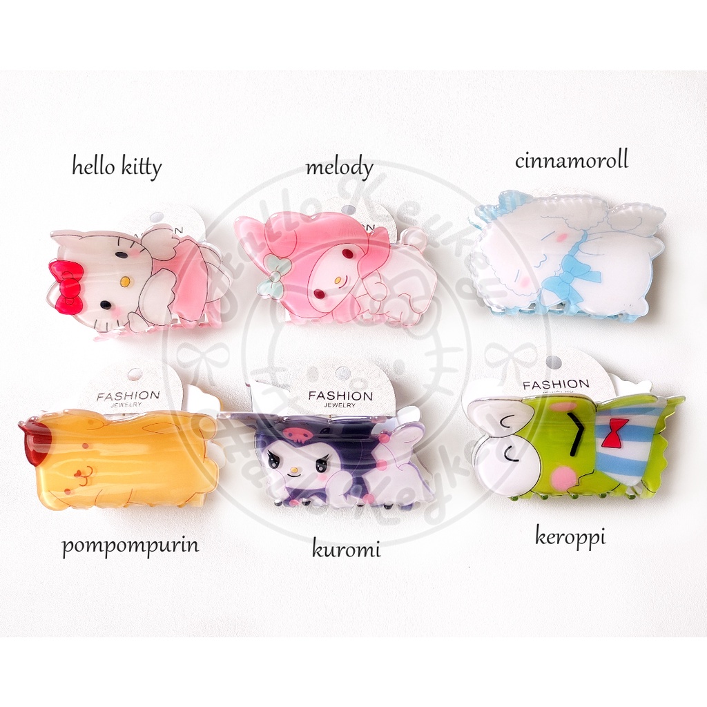 jepitan jepit rambut hello kitty melody cinnamoroll pompompurin kuromi keroppi