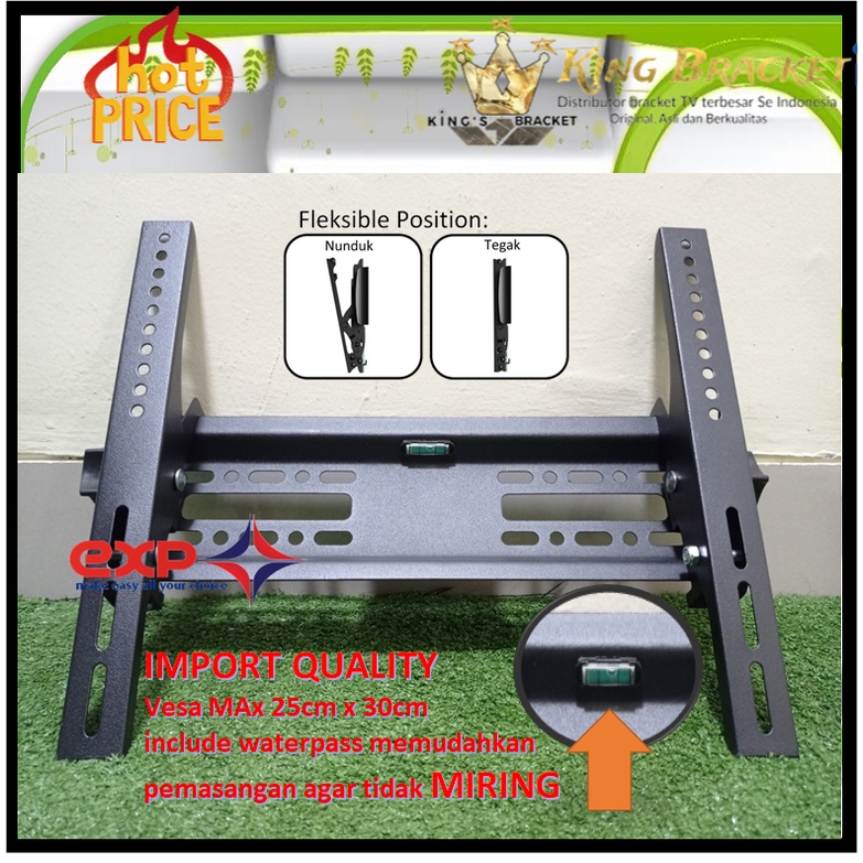 Bracket TV TOSHIBA 21&quot; s/d 40&quot; waterpass GARANSI 100% COCOK!!! IMPORT QUALITY