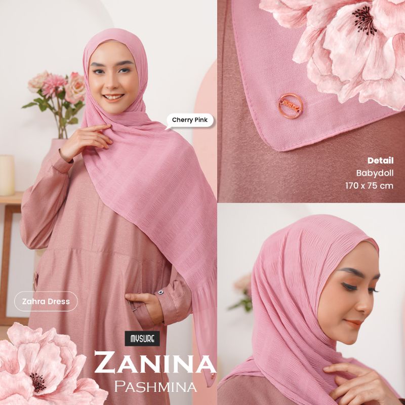 zanina jilbab pasmina plisket babydoll murah cantik