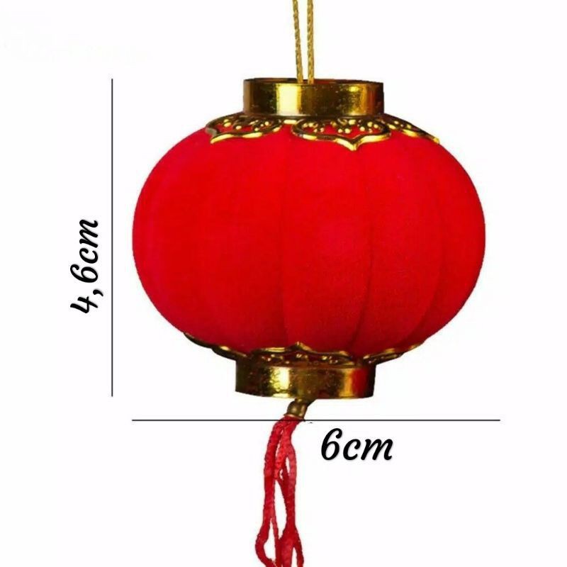 Hiasan Imlek/Lampion Beludru merah 6cm 3738