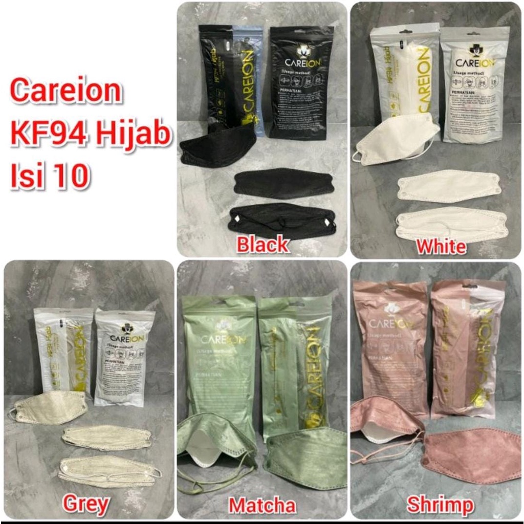 Masker Careion KF94 Hijab 4ply Isi 10pc Masker KF 94 Careion Hijab/Headloop   - KF94 Hijab