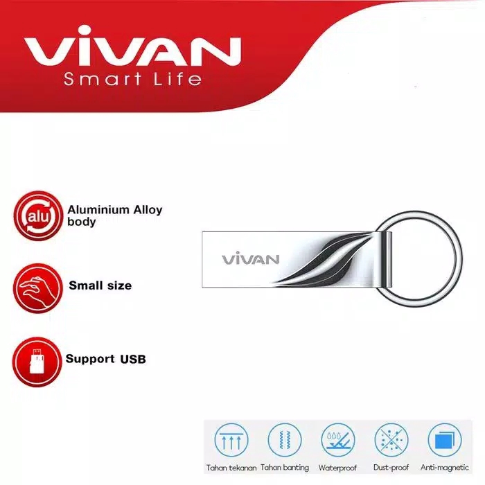 Flash Disk VIVAN  With Ring Design Silver