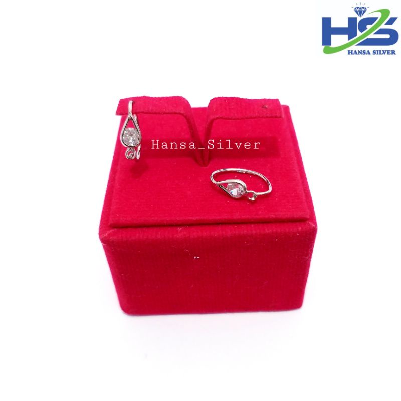 Anting Knip Anak Perak Asli Silver 925 Lapis Emas Putih - Perhiasan Perak Asli