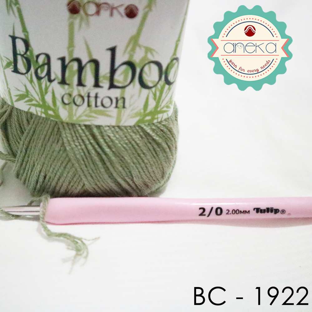 Benang Rajut Katun Bambu / Bamboo Cotton Yarn 2 - 1922 Hijau Semen