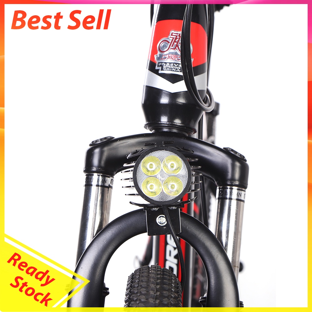 4 LED Electric Folding Bike Front Light Aluminum 12W Ebike Horn Headlight