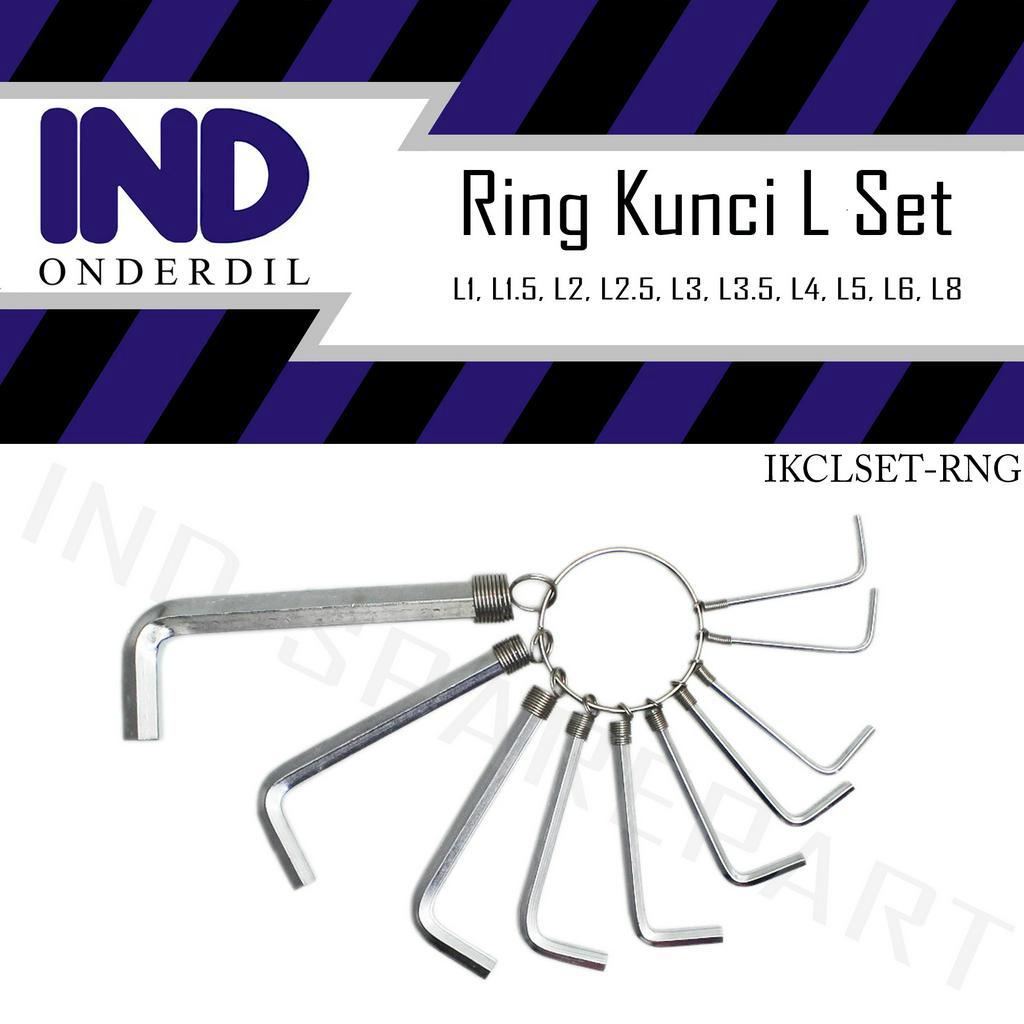 Kunci L Set Hex Key Ring L1-L1.5-L2-L2.5-L3-L3.5-L4-L5-L6-L8/L 1-1.5-2-2.5-3.5-4-5-6-8 mm