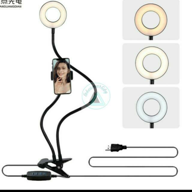 Ring Light / Lampu Tik Tok Jepit Meja / Lazy Pod / Phone Holder Lazy Pod / Lampu Belajar Jepit