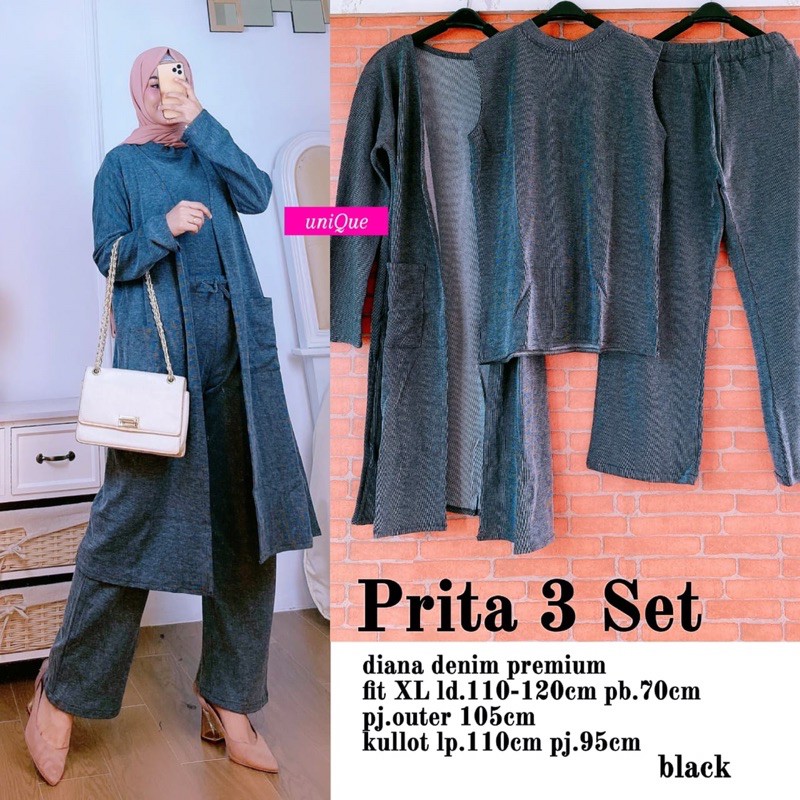 SETELAN DIANA DENIM PRITA 3 SET BY UNIQUE