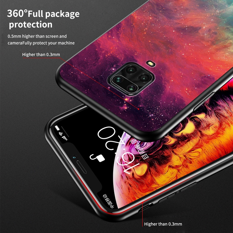 Xiaomi Redmi Note 9S Redmi Note 9 Pro Max Case Starry Sky Soft Silicone Edge Tempered Glass Back Cover BY