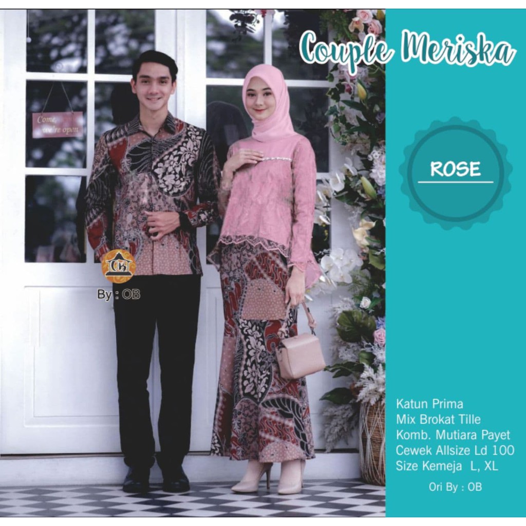 SETELAN COUPLE MARISKA Brukat Brokat Broklat Batik Kemeja Gamis Tunangan Wisuda Pesta Modis