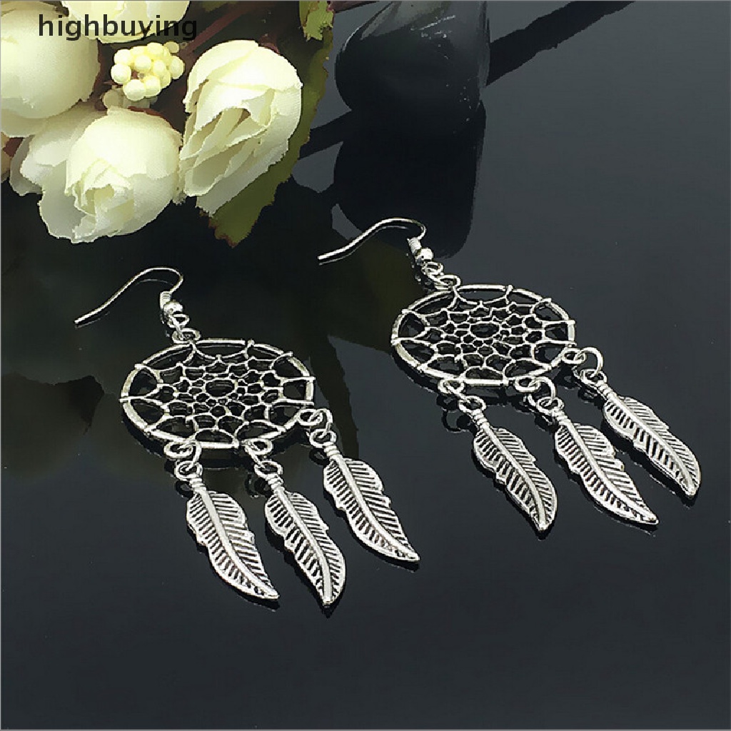 Hbid Anting Gantung Lapis Silver Model Dream Catcher Vintage Untuk Wanita