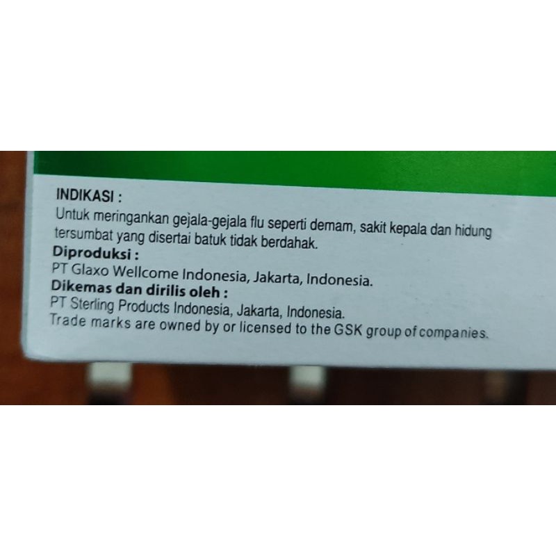 Panadol Hijau / Mengobati Flu dan Batuk / Sakit Kepala / Hidung Tersumbat