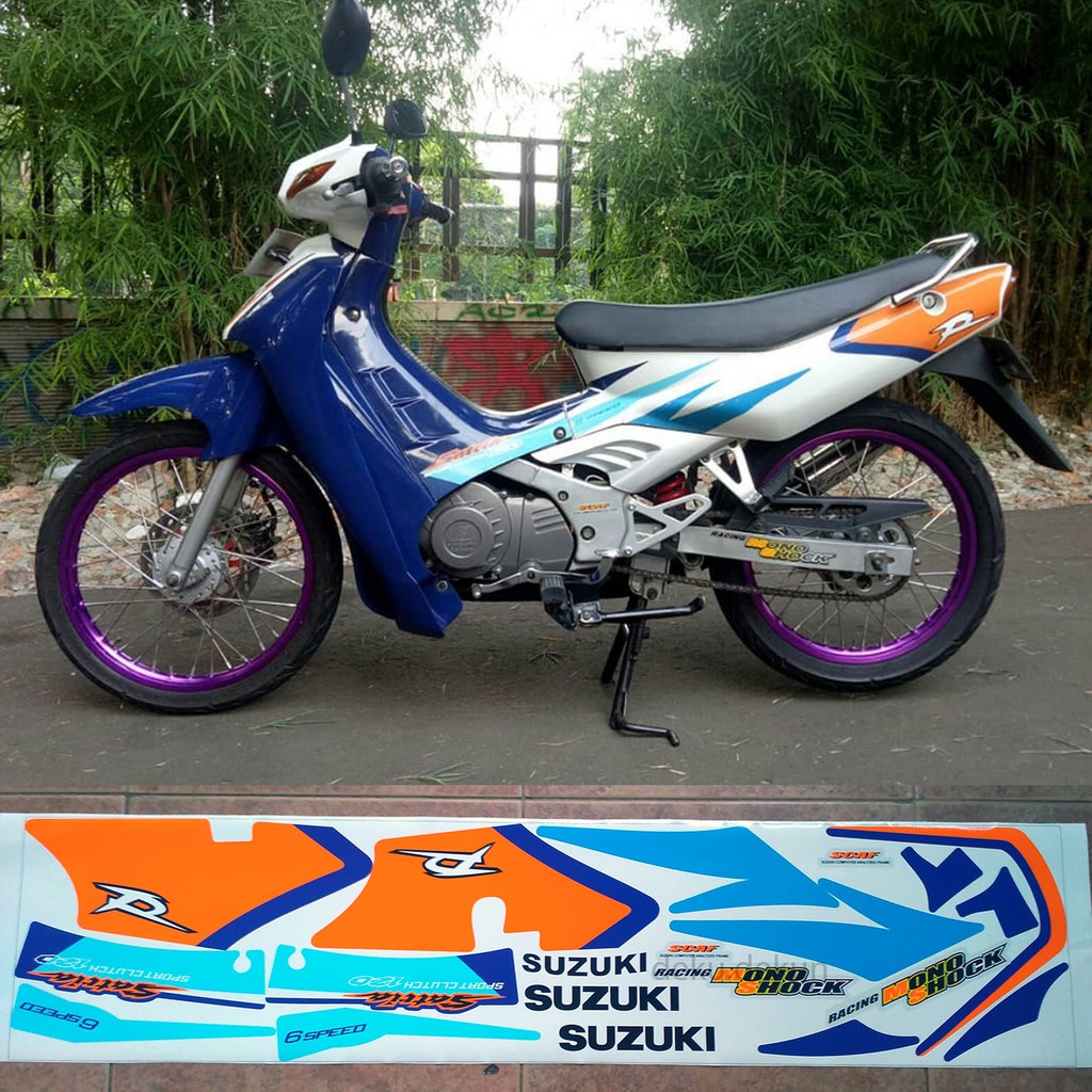 Striping Satria Lumba Satria 2Tak 2001 Biru Putih Tahan Vernis