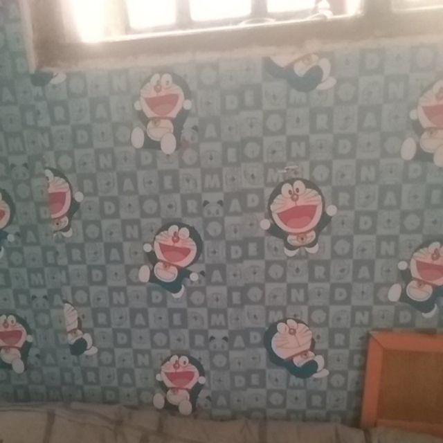 Doraemon Abjad Biru Wallpaper Sticker Dinding Karakter Anak  Ukuran 45 Cm X 10 M