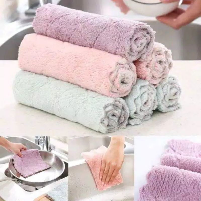 Kain Lap Meja Piring ANTI MINYAK Kain Lap Microfiber Kain Lap Tangan Kualitas Bagus