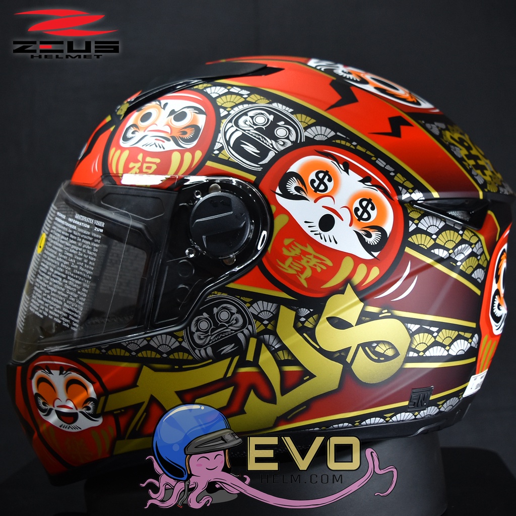 HELM ZEUS FULL FACE MBLK AL35 RED - FREE SMOKE VISOR ZEUS ORIGINAL ( ONGKIR 2KG )