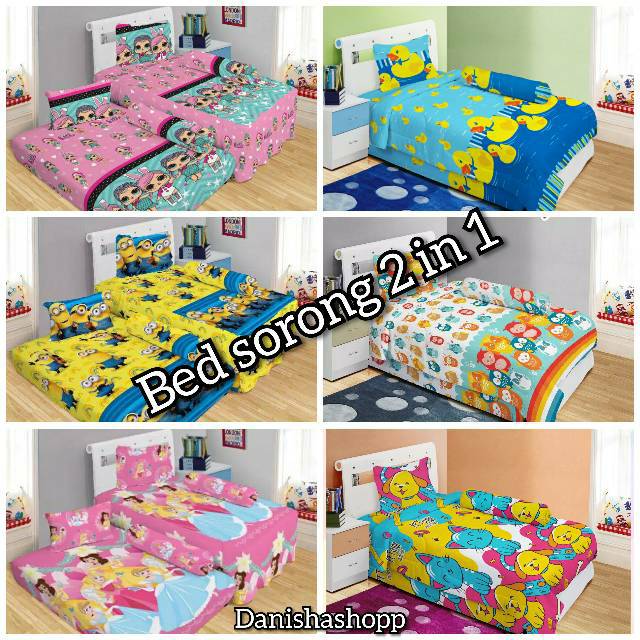 Sprei Duo / Sprei Bed dorong 2 in 1 Ladyrose. Tinggi 30 cm bed sorong anak ladyrose motif terbaru