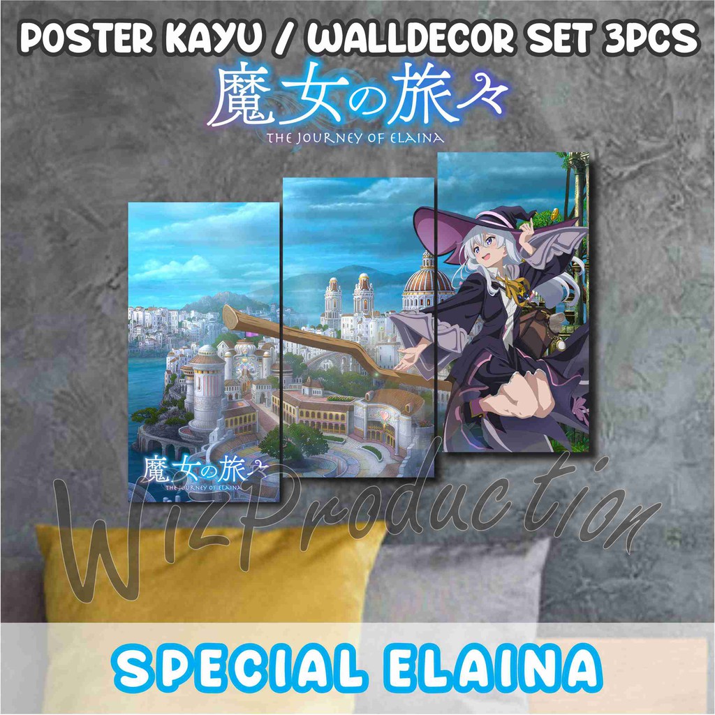 Poster Kayu Elaina  - Poster set 3 pcs The Journey Of Elaina  - Walldecor anime Elaina Murah