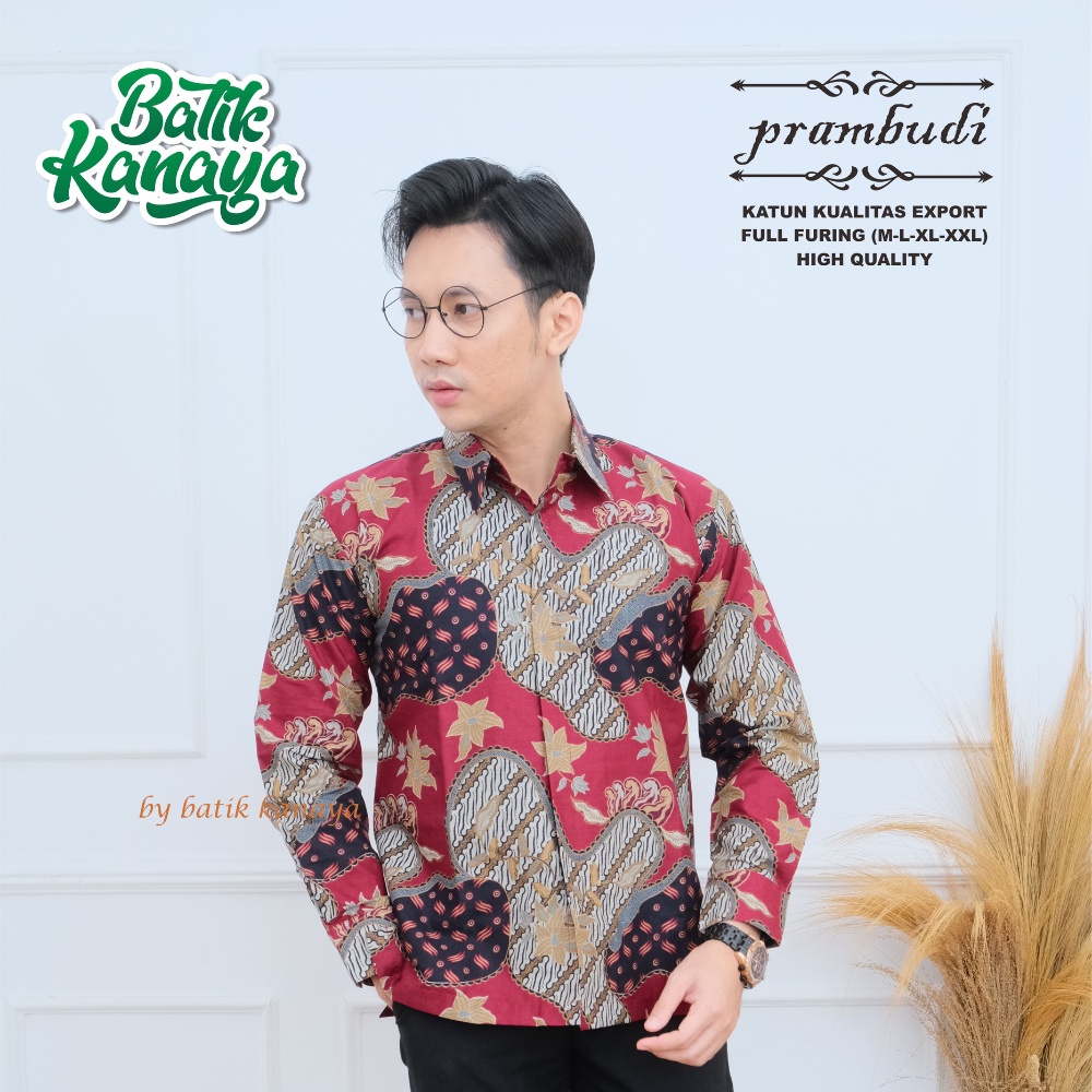 Kanaya - Batik Pria Lengan Panjang Full Furing Bahan Katun Kualitas Ekspor PRAMBUDI