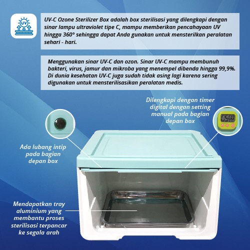 UV Box Sterilisasi / Box UV / UVC Sterilizer Box Manual Timer Dengan Lampu Philips