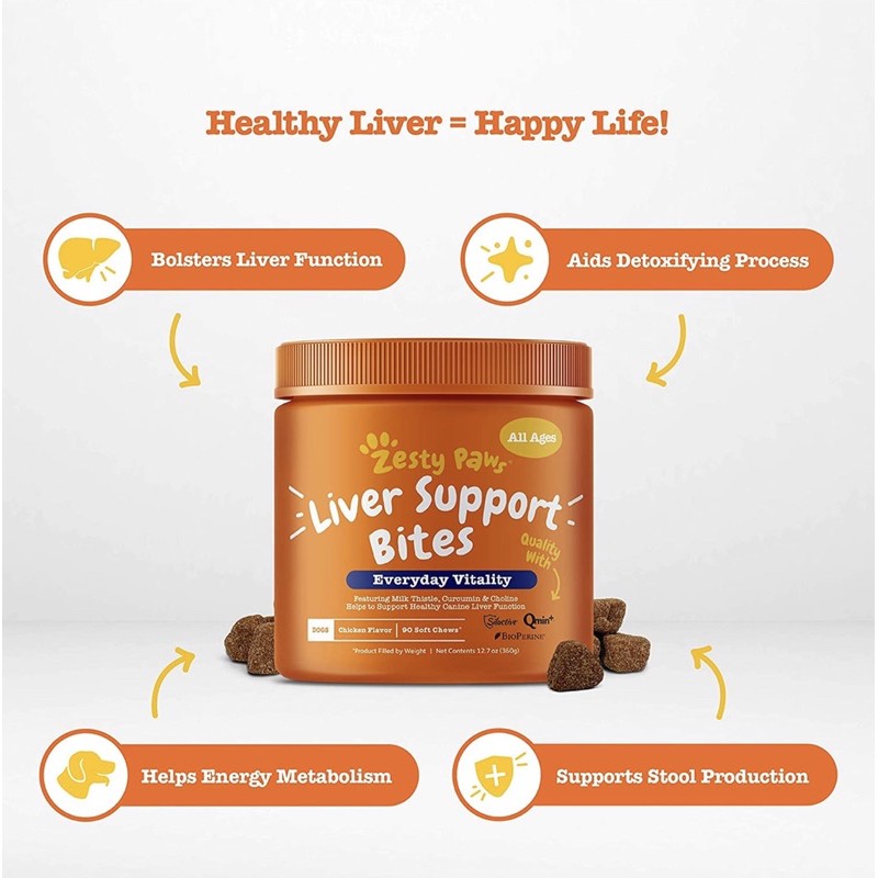 Zesty Paws Liver Support Bites ll vitamin supplemen anjing