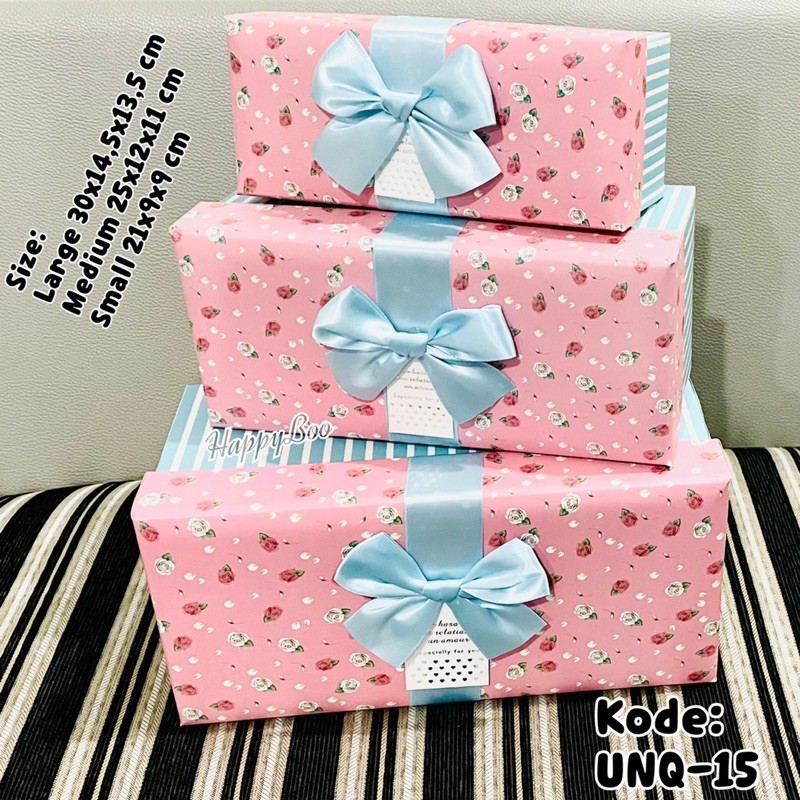 kotak kado gift box kado hampers set 3 / satuan large small medium sedang besar kecil storage unq15