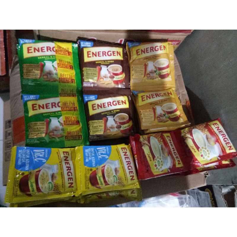 

Energen berbagai varian rasa renceng isi 10 sachet (coklat, vanilla, jagung, jahe, kacang hijau)