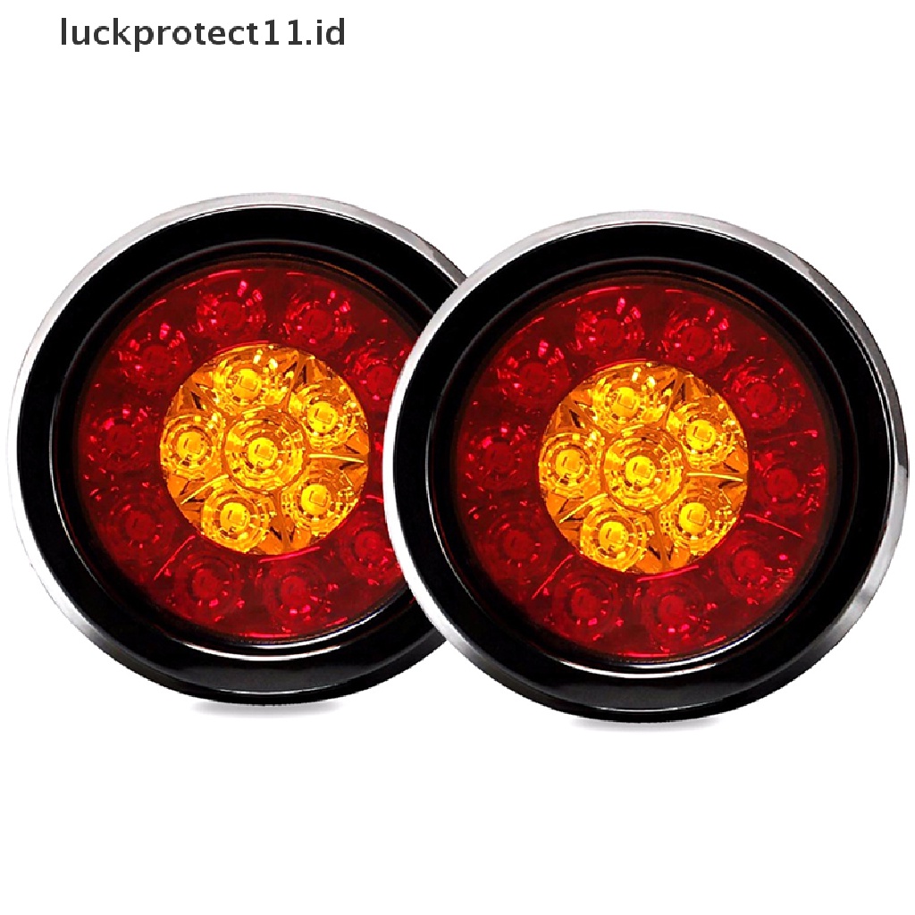 &lt; Luckprotect11.Id &gt; Rem Sein Truk Bulat 4 &quot;Merah/Amber 16leds