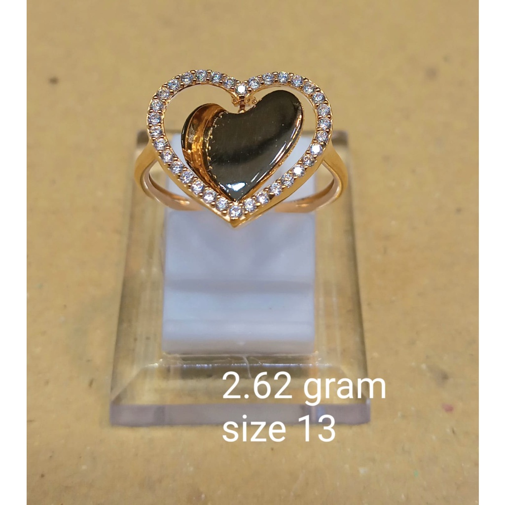 Cincin Emas Fashion Turning Heart Kadar 70% 2.62 Gram Size 13