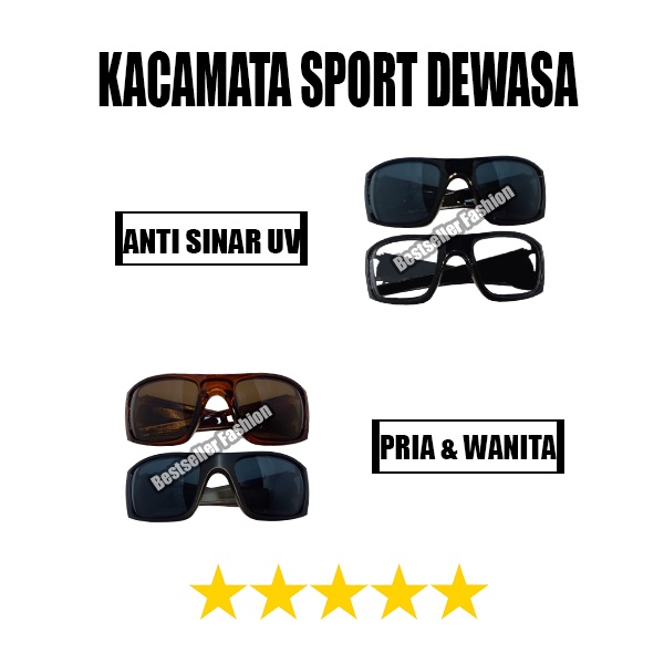 Kacamata Sporty Anti UV dan Anti Debu Kaca Mata Olahraga Outdoor Pria Wanita Gaya Outdoor Full Rim UNISEX