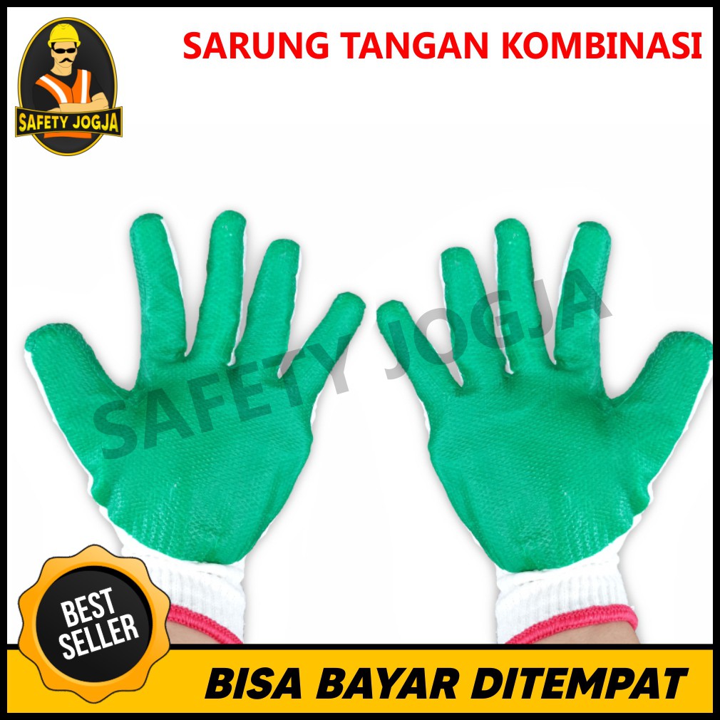 SARUNG TANGAN SAFETY KERJA KOMBINASI KATUN KARET GRIP ANTI SLIP