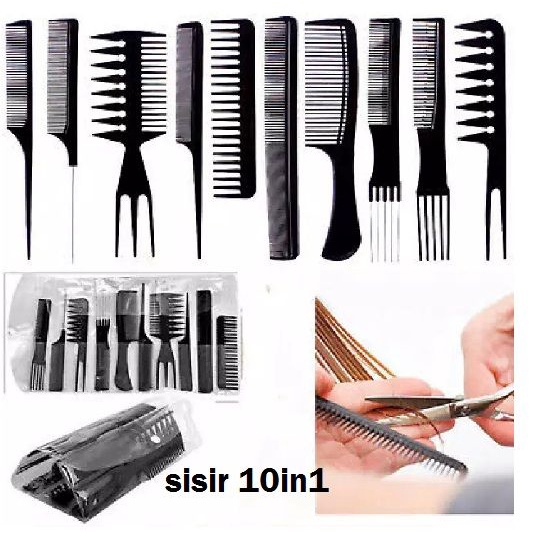 10 Sisir Set Hair Styling Untuk Salon Dan Barbershop - Sisir Pomade Sisir Barbershop Salon Pangkas Rambut 1 Set Isi 10