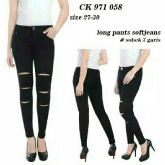 Celana wanita jeans sobek ripped jeans